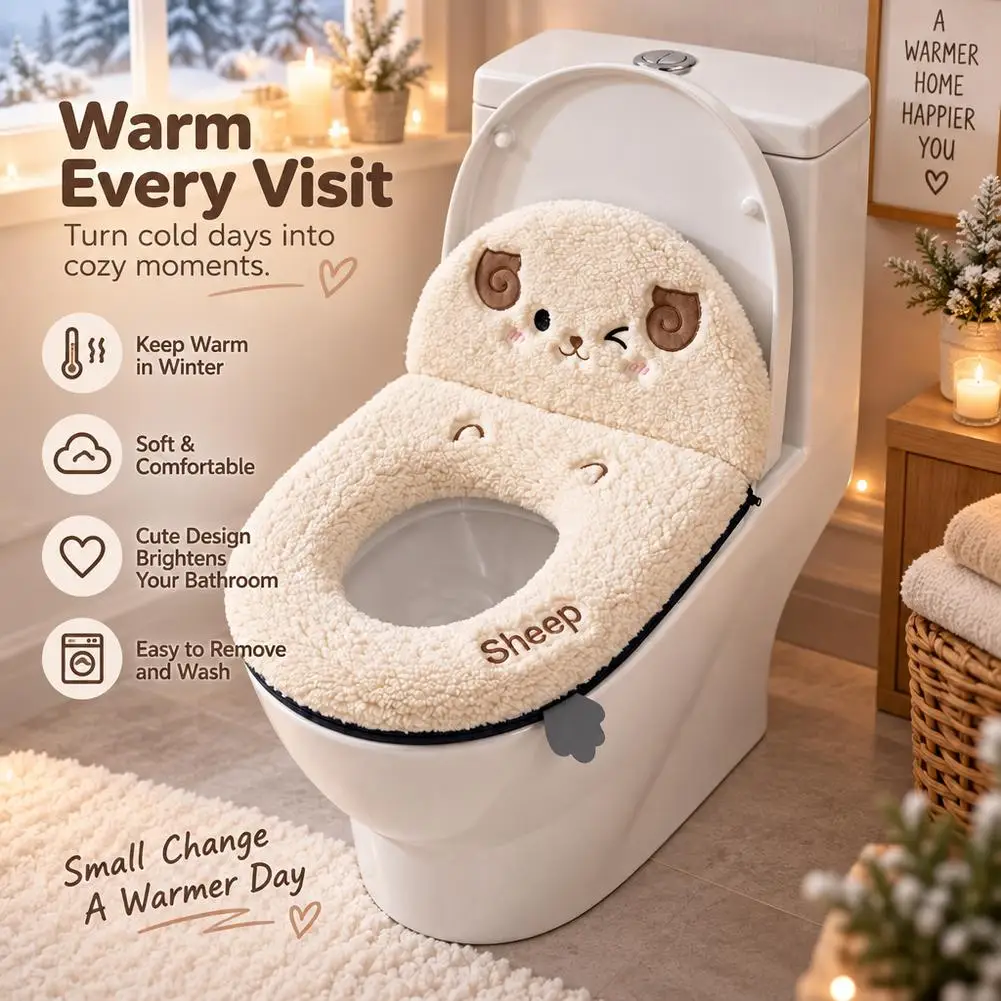 Plush Toilet Cushion,Washable Thickened Toilet Seat Pad,Soft Warm Toilet Seat Cover, Universal Bathroom Toilet Lid Accessories