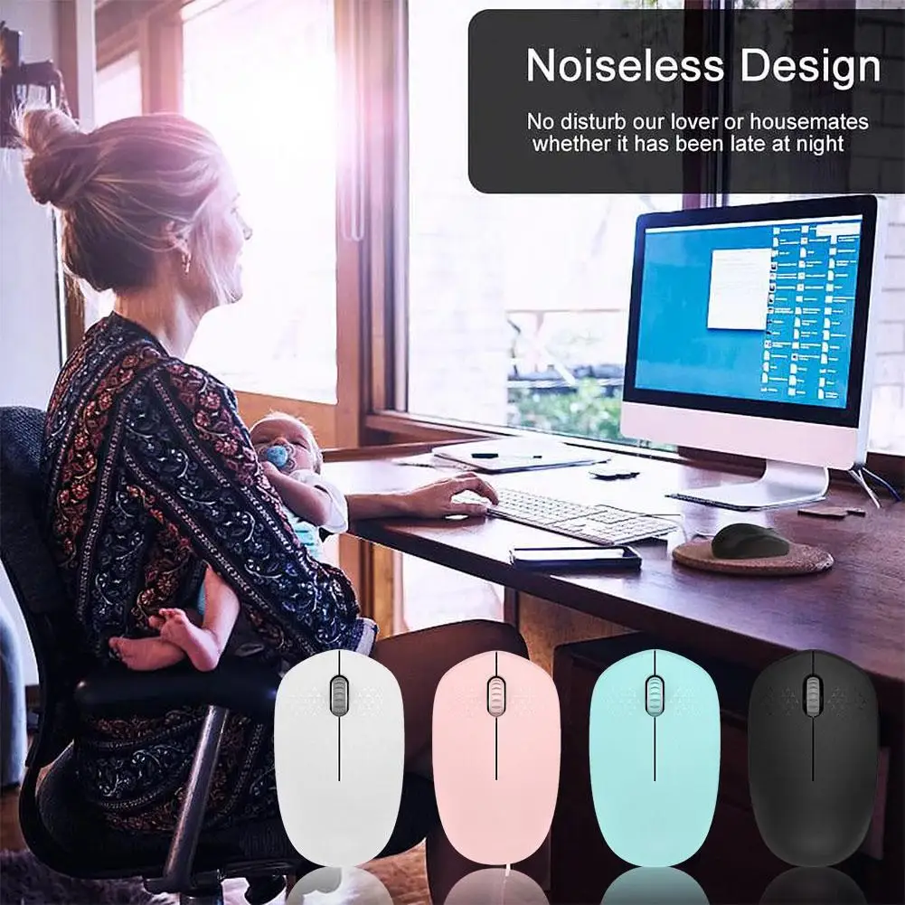 New High Quality I210 Bluetooth Wireless Cute Mouse Gift Silent USB Nano 1600DPI Girl Mouse Receiver 2.4GHz Omputer With Wo A6G9