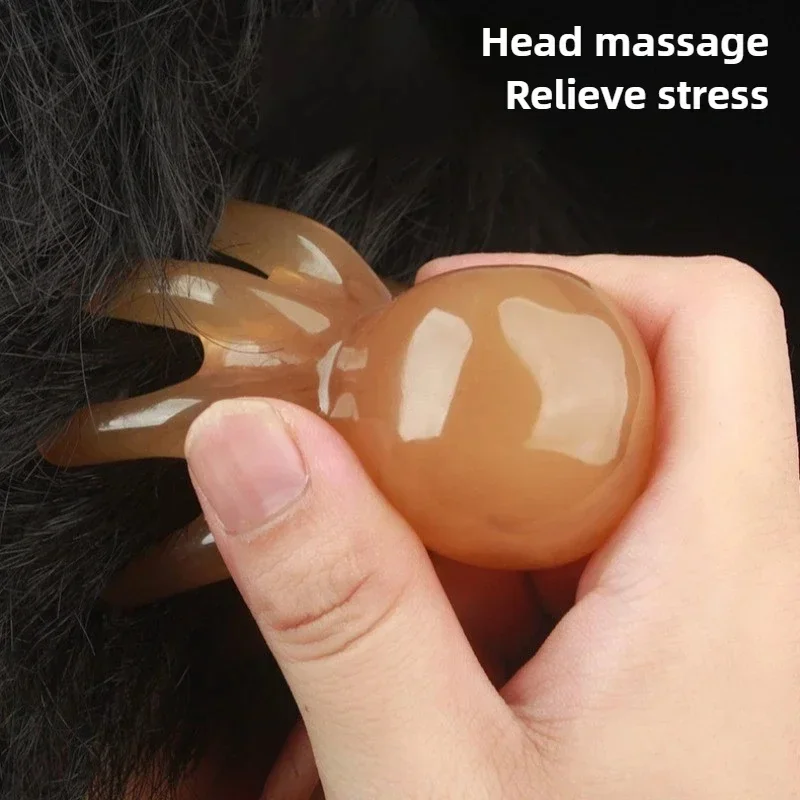 Resin Octopus Massage Comb Head Meridian Scraping Scalp Massage Brush Acupuncture SPA Gua Sha Massage Comb Fatigue Relief Massag view 3