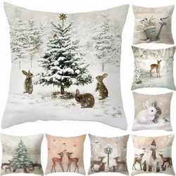 Christmas Cushion Cover Pillowcase Merry Christmas Decorations For Home 2024 Navidad Natal Gifts Xmas Elk Tree New Year 2025