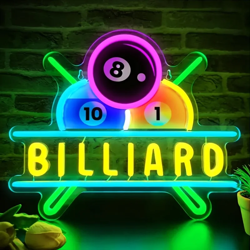 

Customizable LED Neon Signs Customized Signs Billiards Room Wall Decoration USB Powered Showcase Display Advertising Multi Color