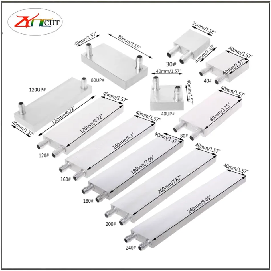 40 80mm CPU Aluminum water-cooled heat sink liquid cooled water plate dual plane M-shaped flow channel water-cooled heat sink