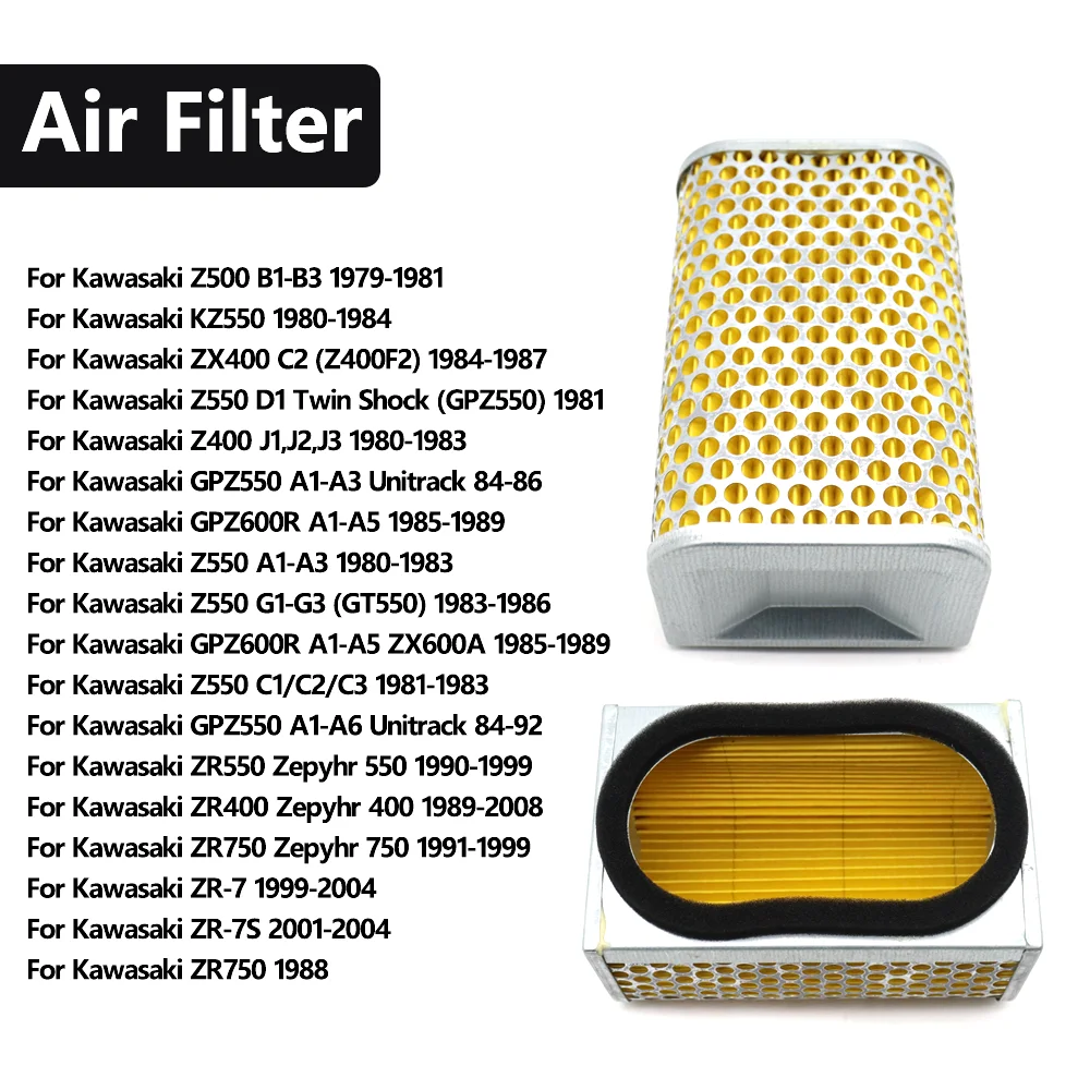 Para Kawasaki Z400 Z 500 550 ZX400 ZR550 ZR 400 750 ZR-7S KZ550 filtro de aire de motor de motocicleta elemento de filtro de entrada de aire