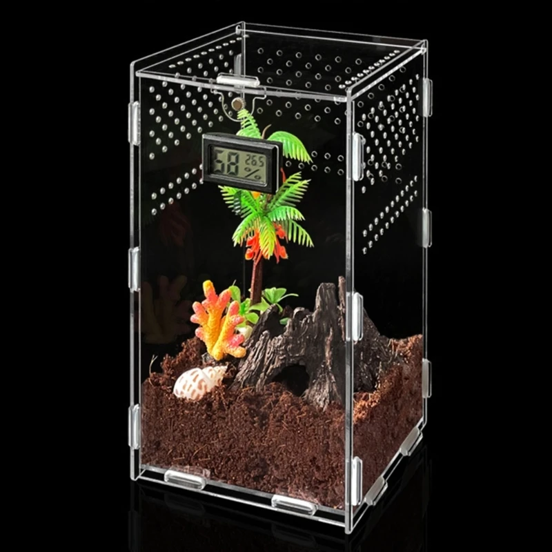 Reptiles Feeding Box Breeding Case Mini Acrylic Terrariums Clear Insect Habitat for Mini Lizards Pet Centipedes