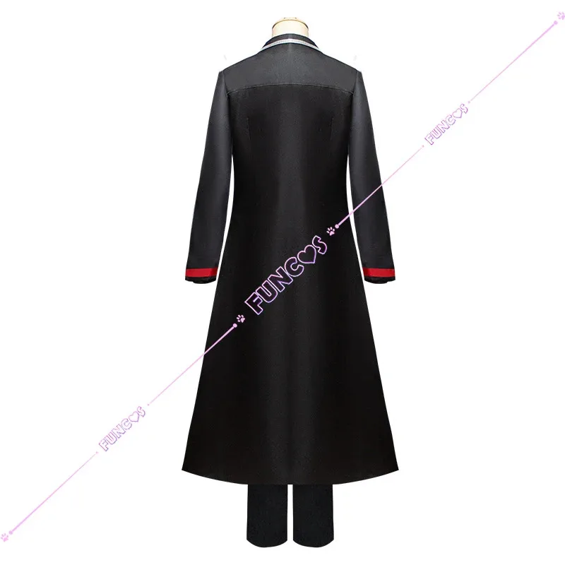 لعبة ليمبوس كومباني فاوست أزياء تنكرية شعر مستعار أسود زي علوي سروال سينر 2 خندق شعر أبيض رقم. 02 بطاقة عمل للنساء والرجال