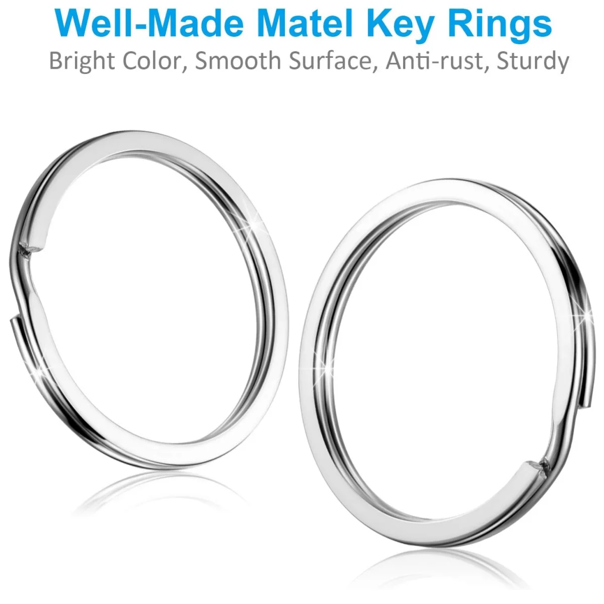 10/20/40/100 PCS Metal Flat Key Rings 1 Inch Detachable Split Key Rings for Home Office Key Accessories DIY Craft Making Kit