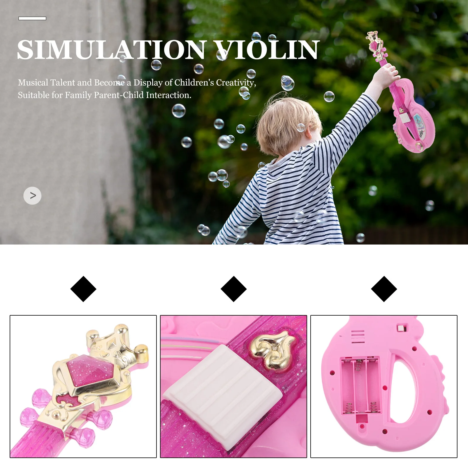 كمان للأطفال آلة موسيقية بلاستيكية خفيفة الوزن واقعية للأطفال صانع الضوضاء التعليمية لمناسبات الحفلات