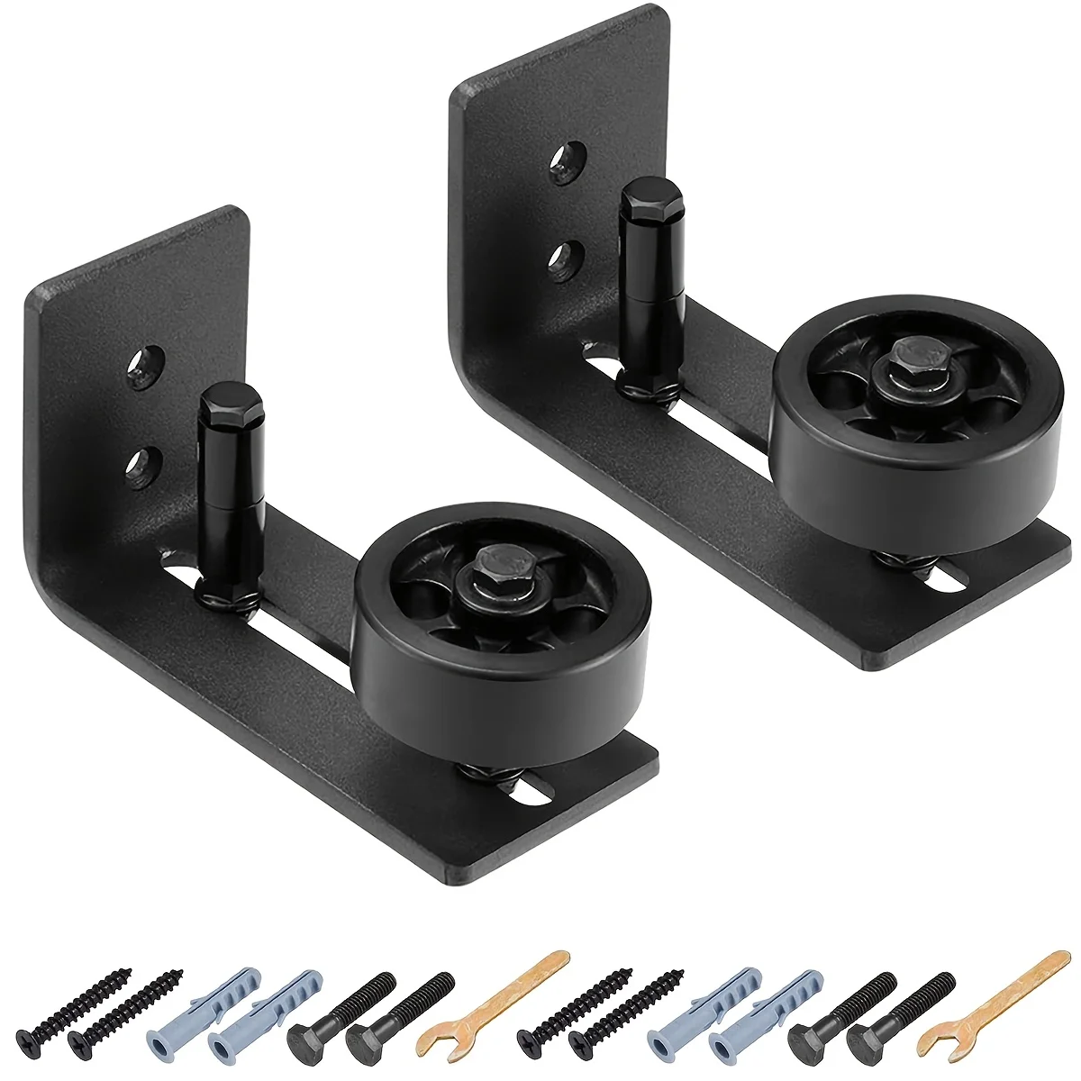 2 guides de sol pour porte coulissante de grange, avec rouleau inférieur réglable - 8 options de con