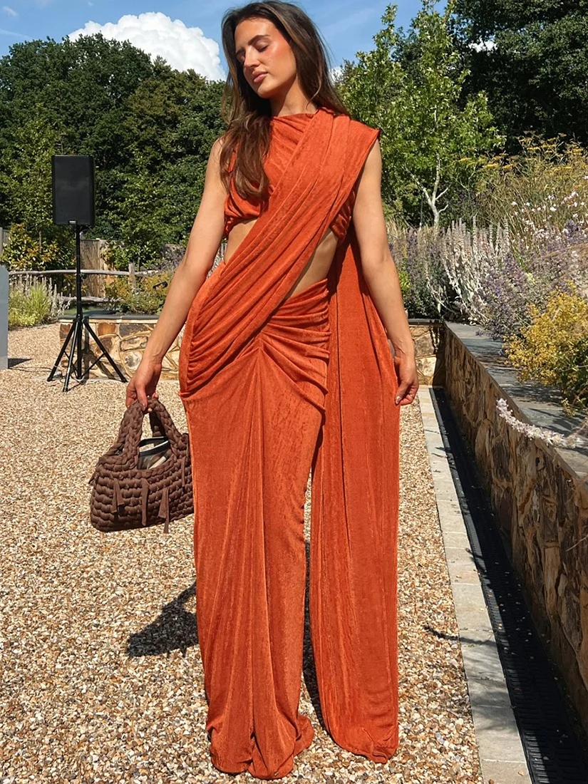 

WEIRD PUSS Women's Vaion Sle Folded Belly Svel Top And Skirt Set Slim Fit Faionable Summer Casual Outfit