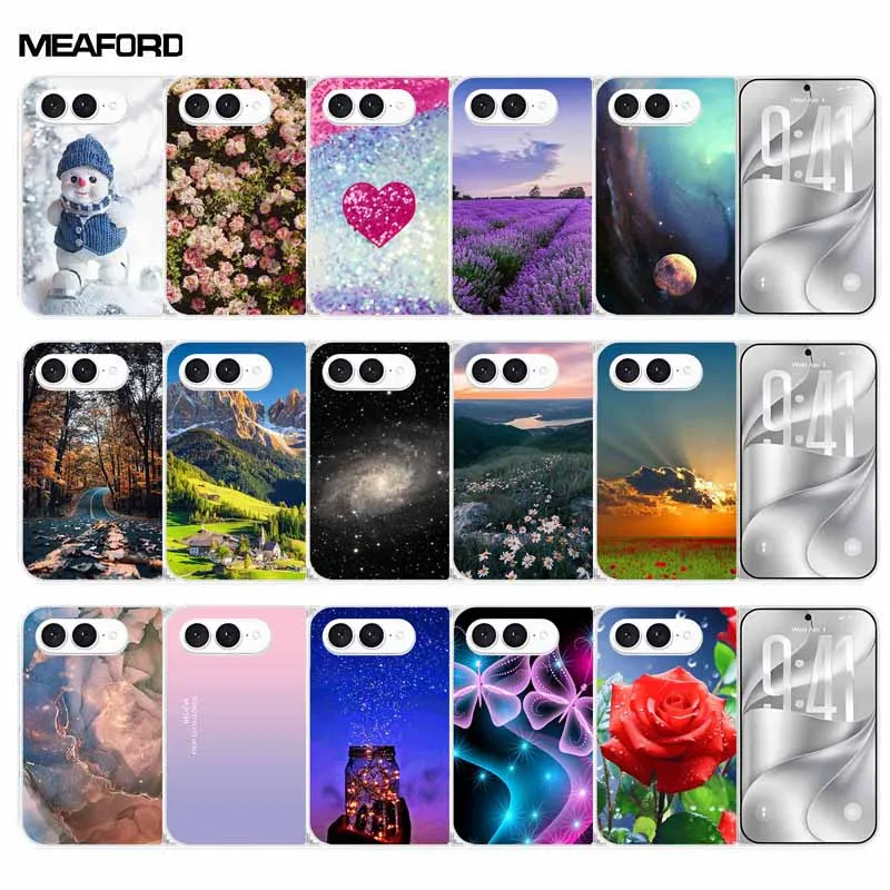 Coque de téléphone à motif floral pour Apple iPhone Duo, étui de protection transparent pour iPhone Fold, coque antichoc.