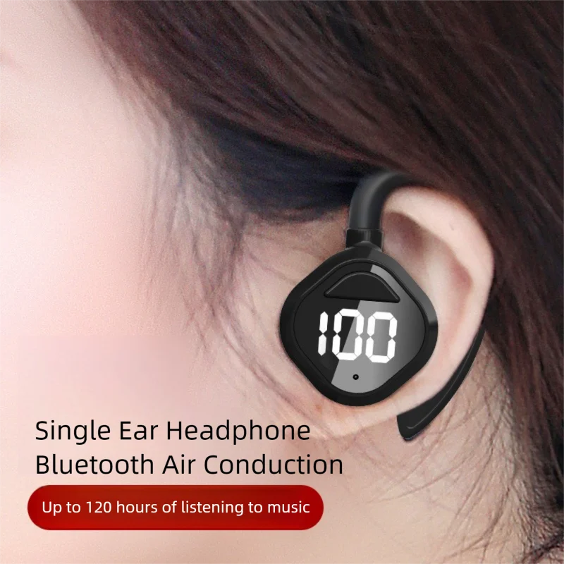

Air Conduction Single Ear Headphones Wireless Bluetooth 5.4 Digital Display Non in Ear Long Battery Life Sports Hifi Earphones