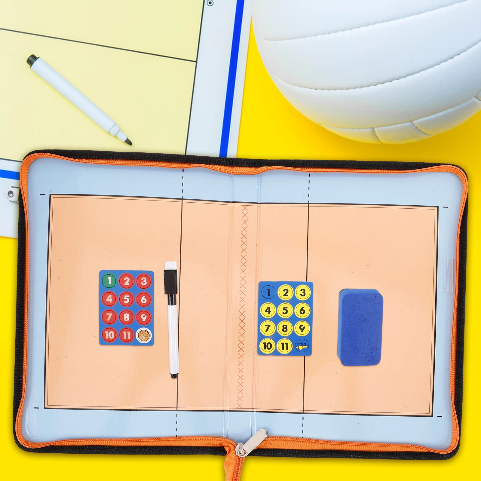

Zipper Tactical Board Volleyball Clipboard Foldable Bright Dry Erase Whiteboard Portable Marker Included Team Sports