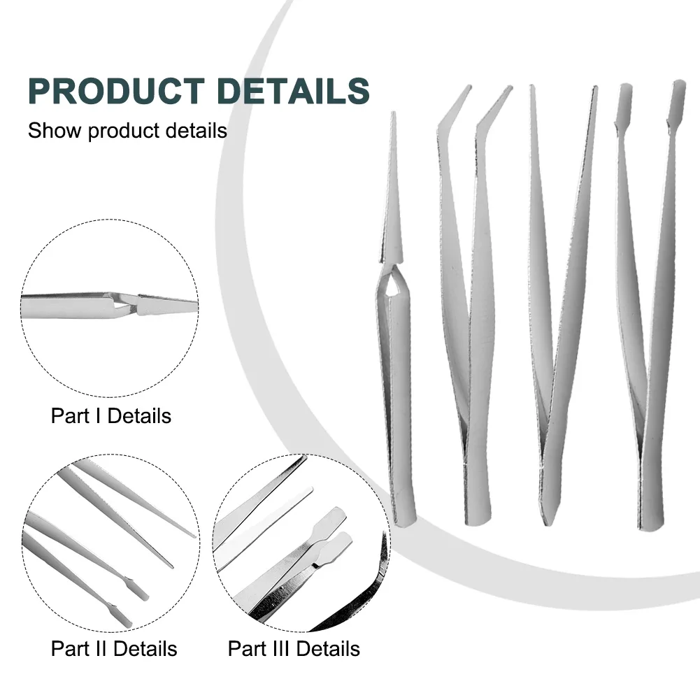 Hand Tools Tweezers Silver Stainless Steel Straight Bent Clip.Dressing Thickened Combination Pliers High Toughness