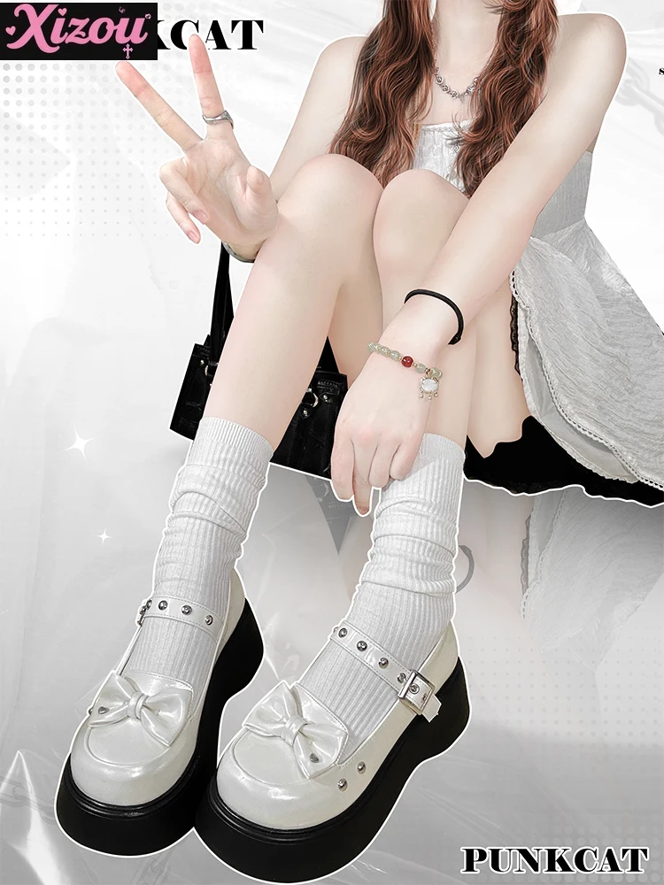 Japanese Sweetheart Original Lolita Women's Shoes Punk Sweet Cool Babes Platform Mary Jane Small Leather Shoes JK Uniform Shoes