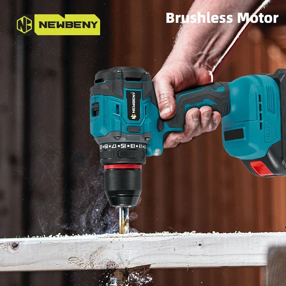 NEWBENY 21+2 Torque 10mm Brushless Electric Impact Drill Multifunctional Cordless Screwdriver For Makita 18V Battery