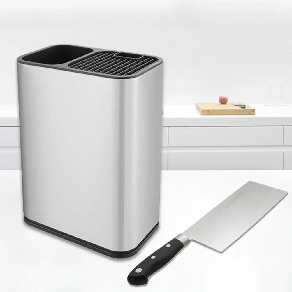 

Stainless Steel Cutlery Storage Rack Multi-Function Tableware Container With Drain Holes Kitchenware Space-Saving Knife