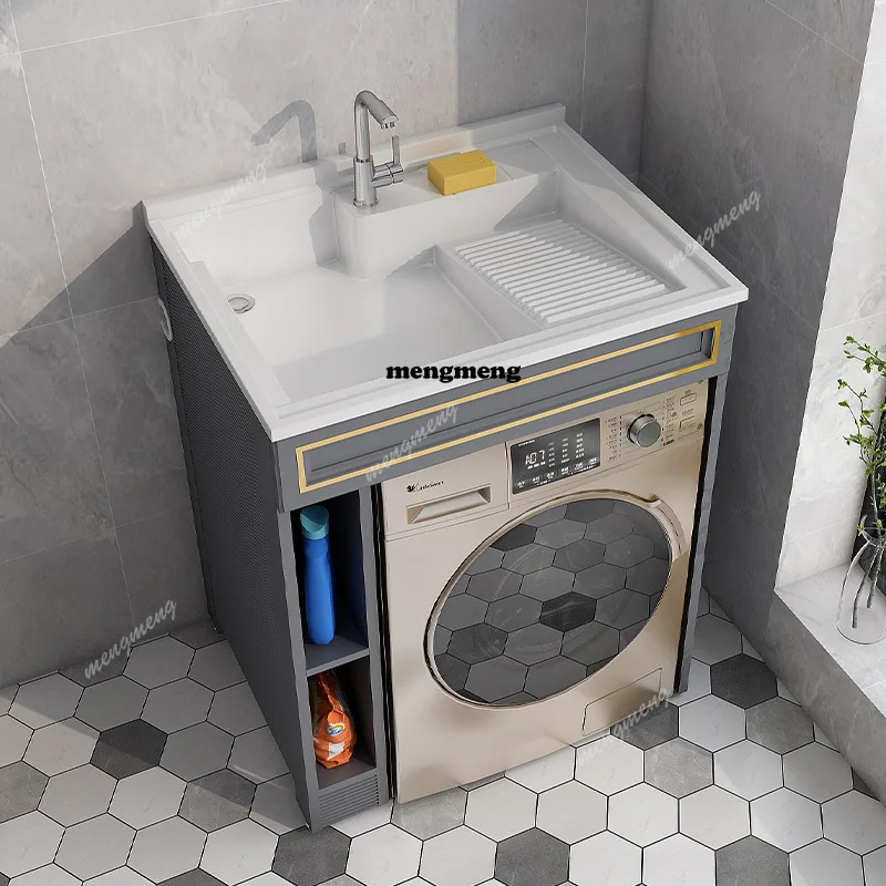 

Small-sized Balcony Laundry Cabinet Space Aluminum with Cut Corners Living Room Cabinets Washing Machine Furniture Armoire