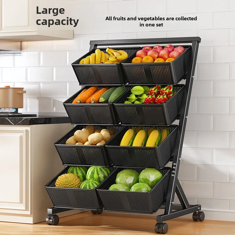 trolley rack kitchen home vegetable basket storage basket