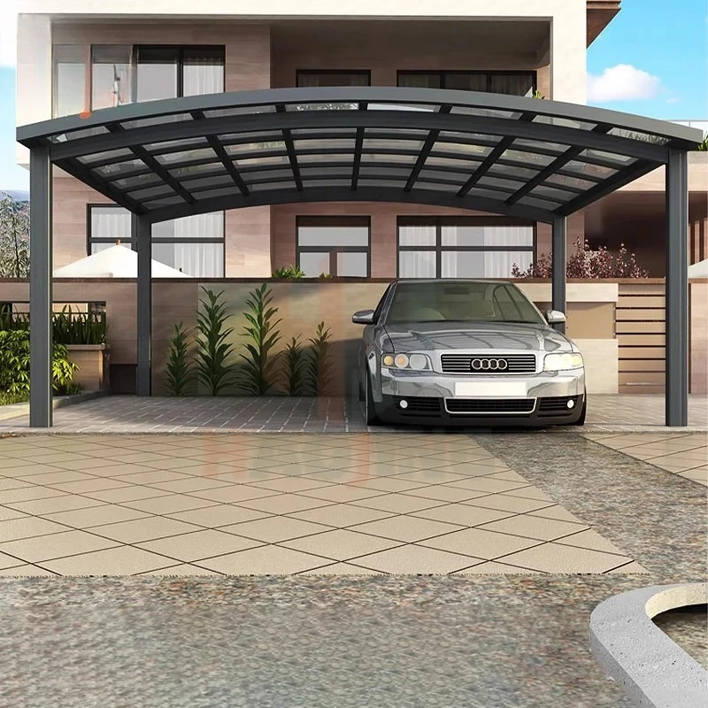 Gazebo de aluminio para 2 coches, tienda de campaña gris 6x6, dosel de Metal, cobertizo de policarbonato, garajes, Voiture, puerto de estacionamiento para coche