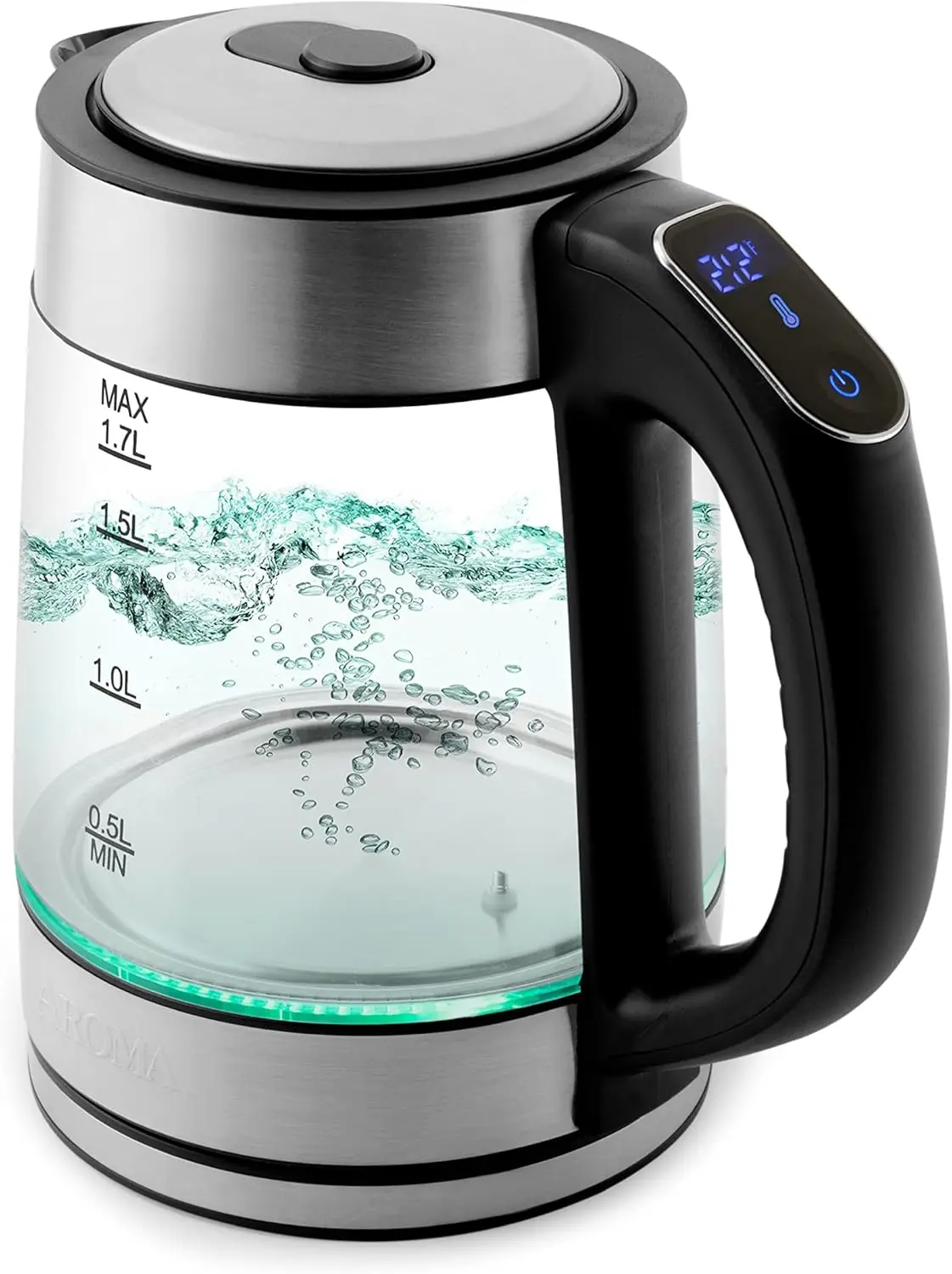 

1.7L Digital Glass Electric Water Kettle with Auto Shut-Off, 7-Cup Capacity, Energy Efficient Heating, Safe Touch-Free