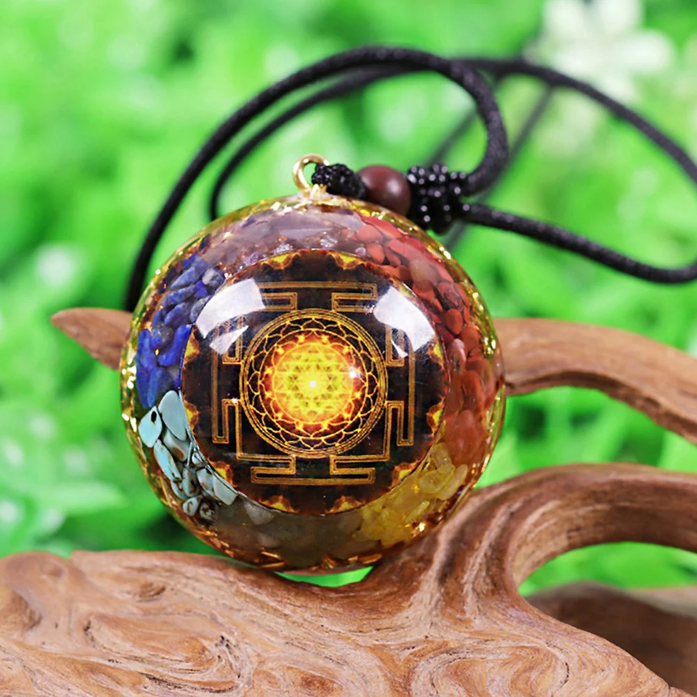 Chakra Orgonite Necklace Healing Reiki Orgonite Pendant Meditation Energy Necklace Sacred Geometry Resin Jewelry