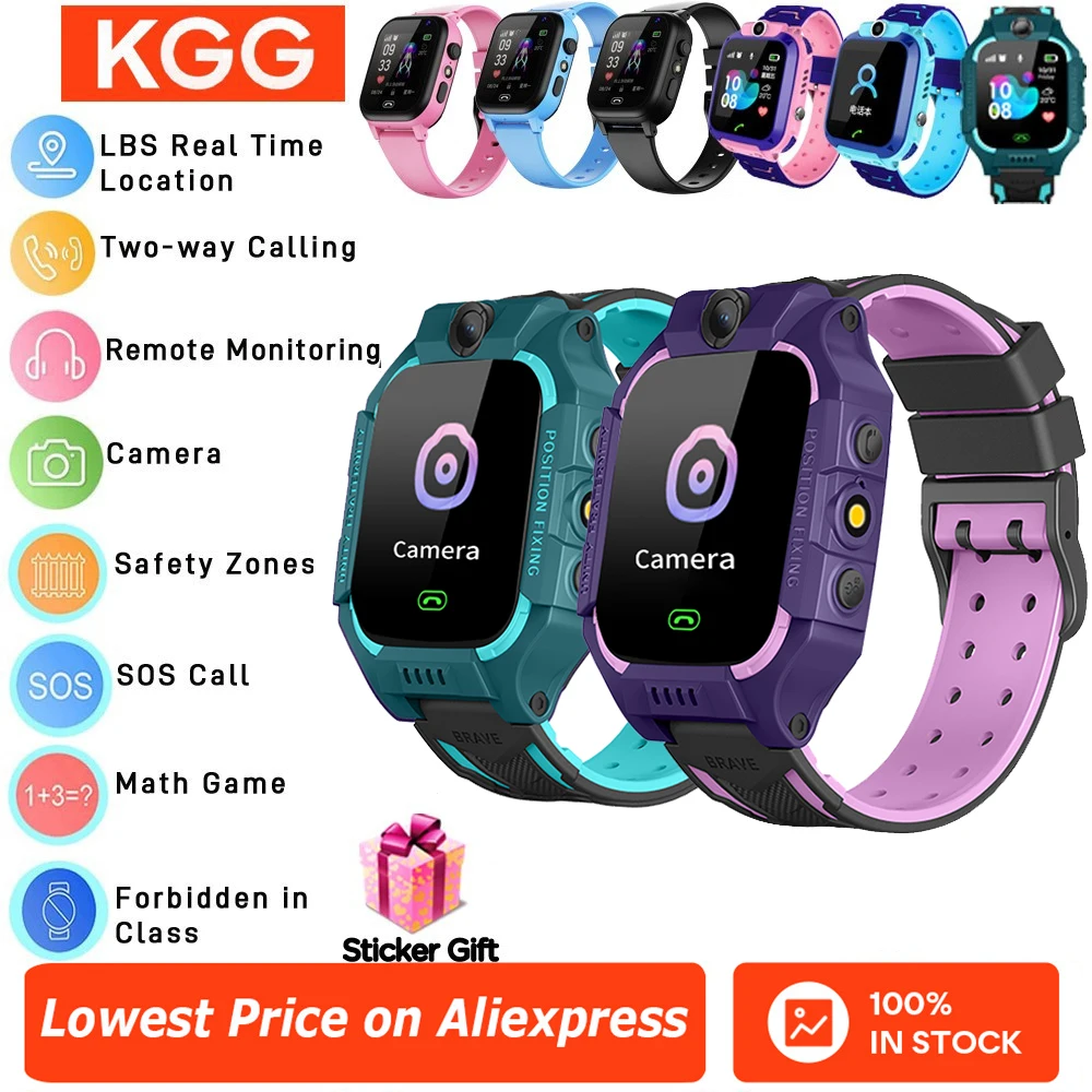 

﻿2G Internet 4G Sim Card Kids Smart Watch SOS Call LBS Location Child SmartWatch Camera Waterproof Phone Watch with Sticker