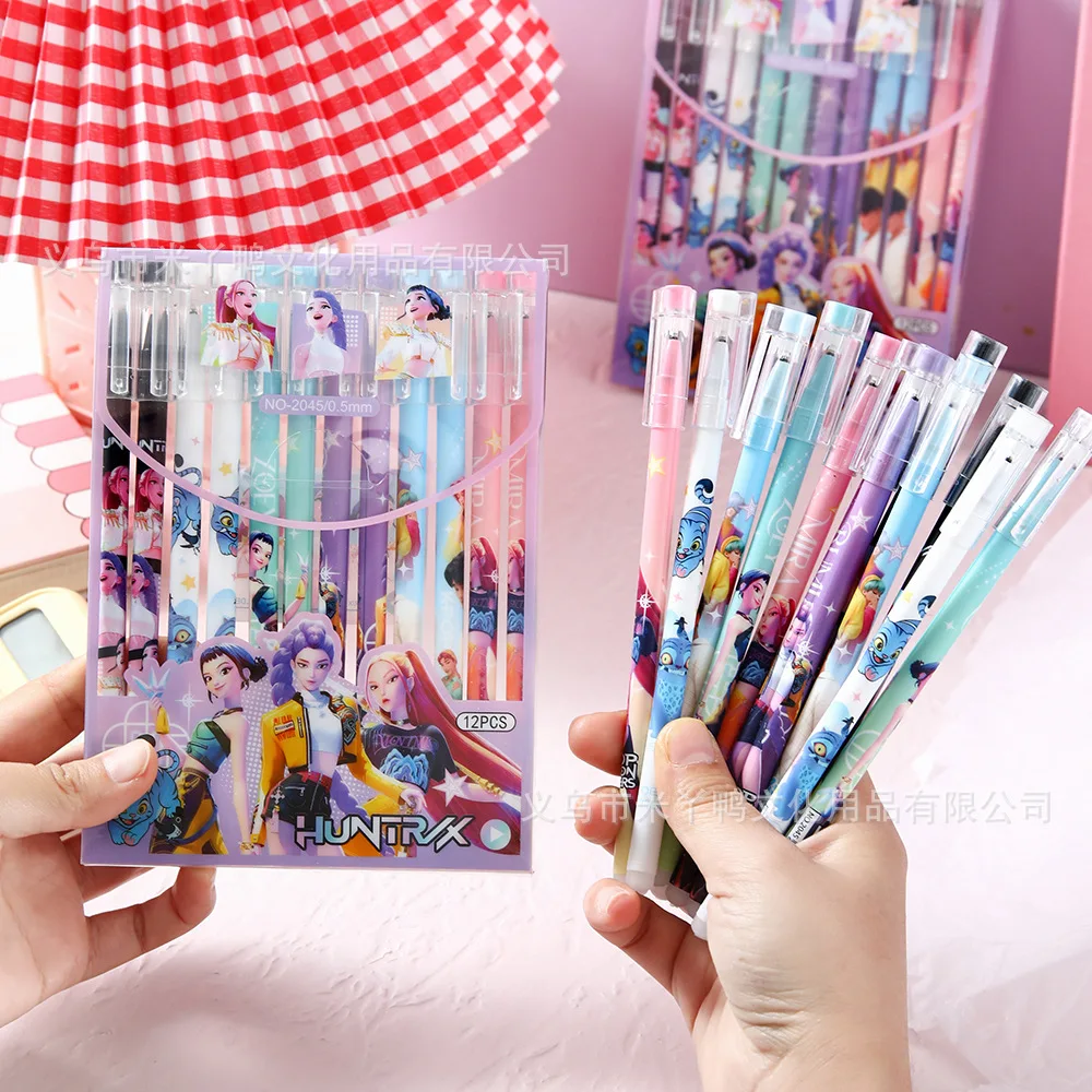 12/24pcs 만화 스트레이트로드 중성펜 0.5mm 지울 수있는 검정색 펜 학생 쓰기 연습 펜 문구 학습 용품 Gif title=12/24pcs 만화 스트레이트로드 중성펜 0.5mm 지울 수있는 검정색 펜 학생 쓰기 연습 펜 문구 학습 용품 Gif