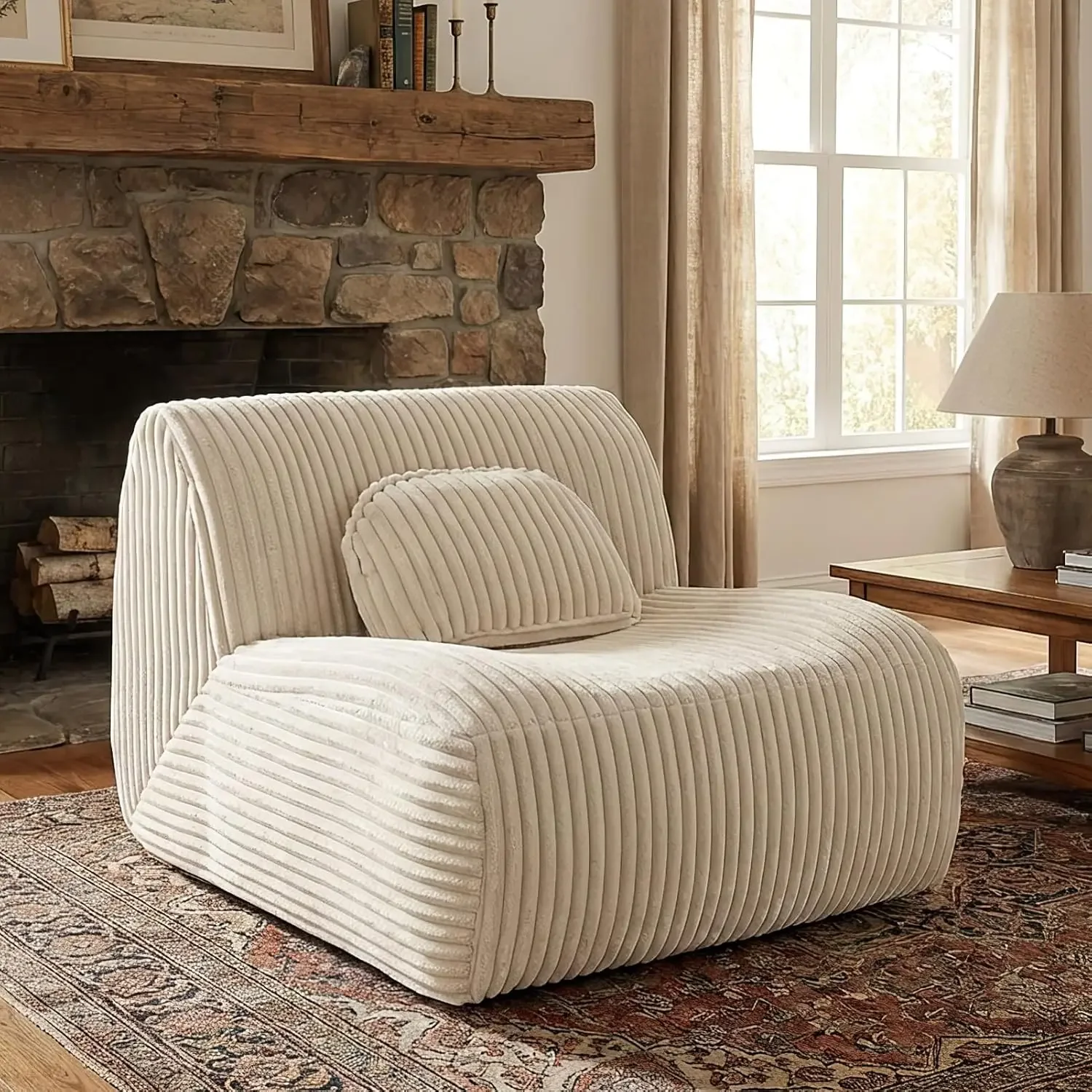 Bean Bag Couch with Pillow, 40.16 X 35.83 X 29.53in Plush Sponge Lazy Sofa, Beanbag Chair for Living Room, Bedroom, Watching Mov