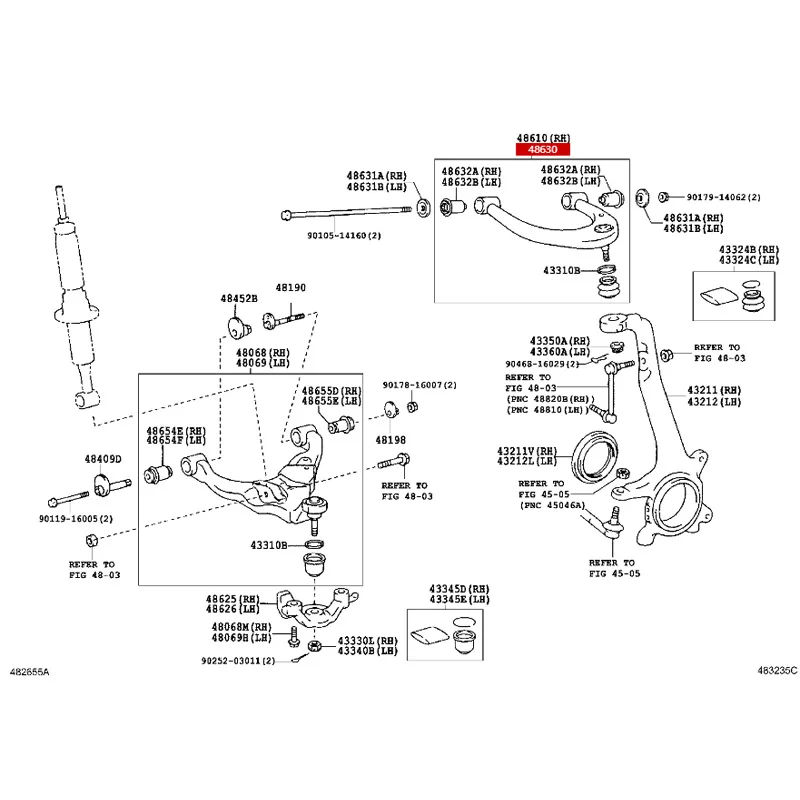 G ua ng zho u To yot a F J  Cru ze 2007-2022 4861060070 Right Front Suspension Upper Arm Assembly