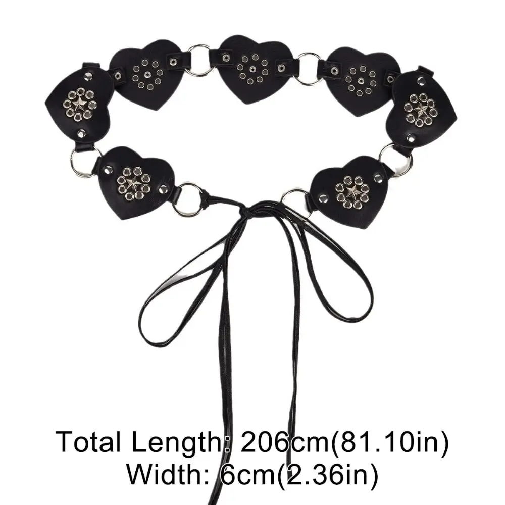 العصرية الحب القلب برشام حزام جلد تصميم فاخر تنوعا الدانتيل يصل حزام الخصر Y2K خمر حزام البنطال الجينز النساء #6