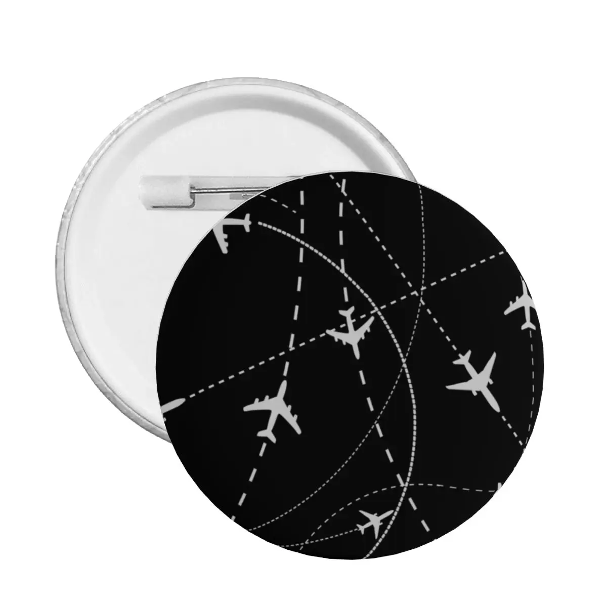 Custom Pilot Aircraft Night Flight Routes Pin Back Buttons Air Traffic Controllers Brooch Badge Bags Pinback Birthday Gift