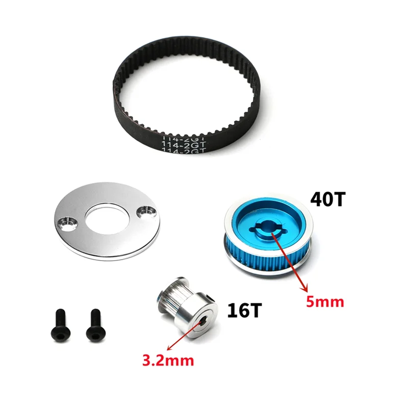 Excelente transmisión por correa de bajo ruido 16T 40T sistema de engranajes de transmisión DIY modificar piezas de mejora para coche Tamiya TT02 TT-02 1/10 RC