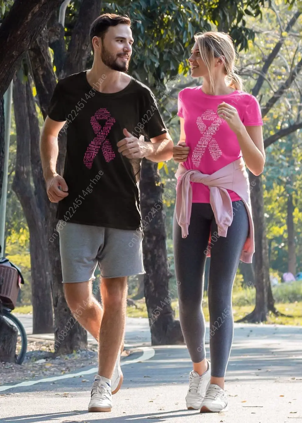Promoción y más allá de la conciencia del cáncer de mama Camiseta con cinta rosa para hombres Camisas contra el cáncer de mama
