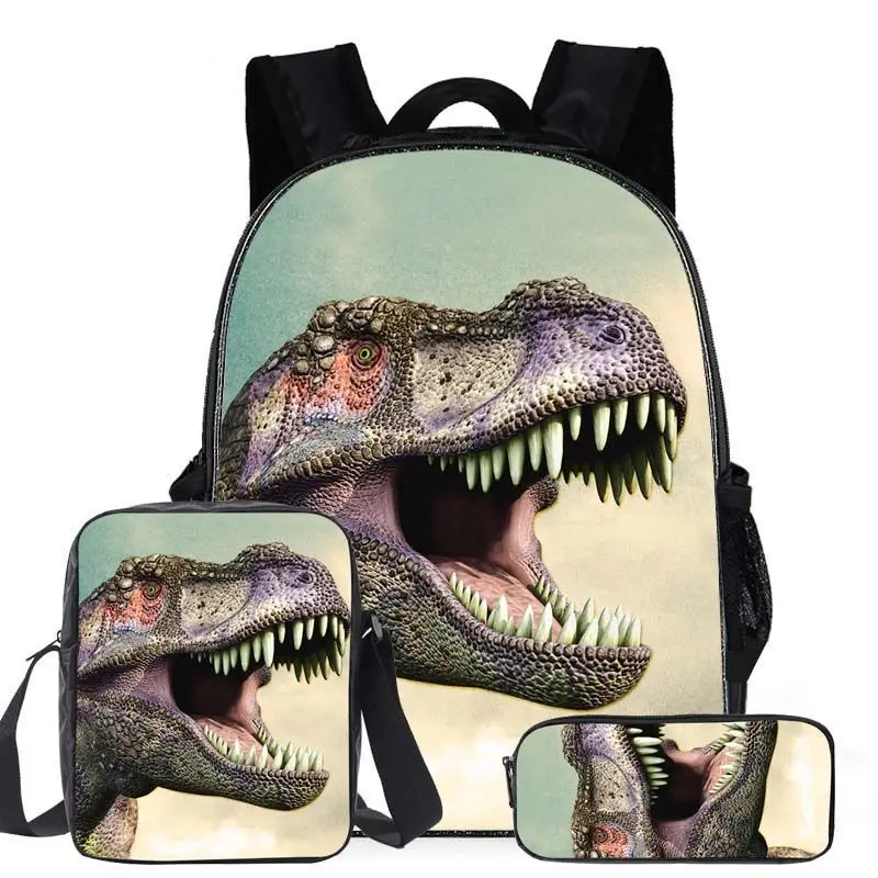 Harajuku Hot Sale Youthful Dinosaur 3D Print 3pcs/Set Student Travel bags Laptop Daypack Backpack Shoulder Bag Pencil Case