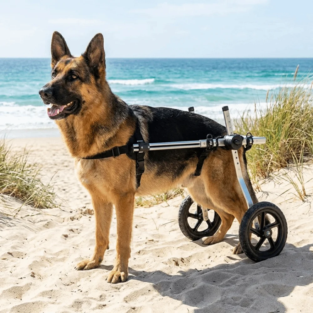 Heavy Equipment Cat - 大型犬用後肢サポート付き車椅子、通気性のあるペット用車椅子、調整可能な頑丈な構造