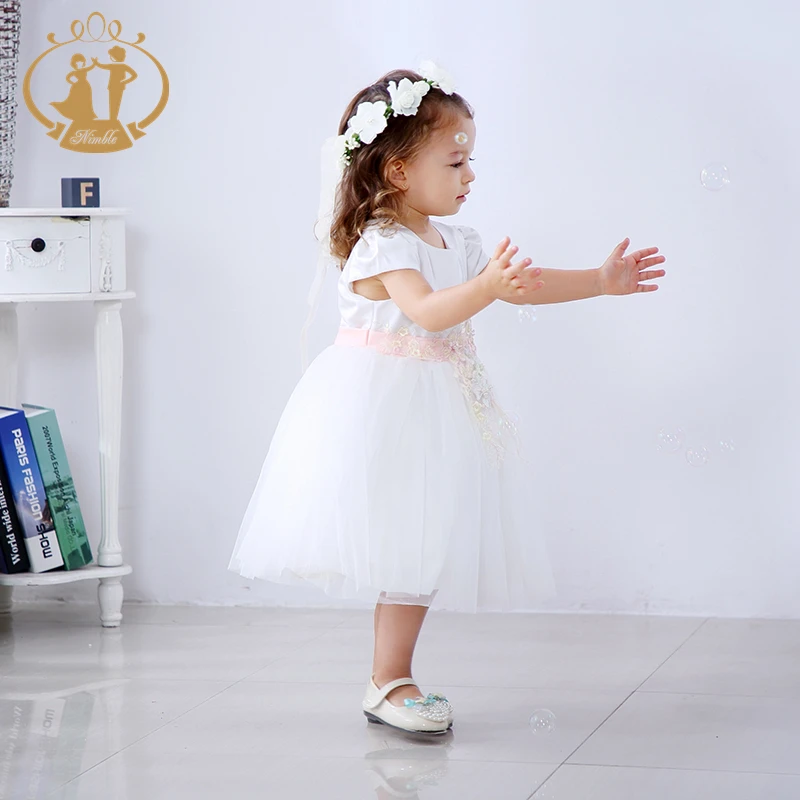 Summer Short Sleeve Ball Gown Kid Costum Princess Wedding Dresses Children Baby Girl Clothes for Newborns NBG91215S