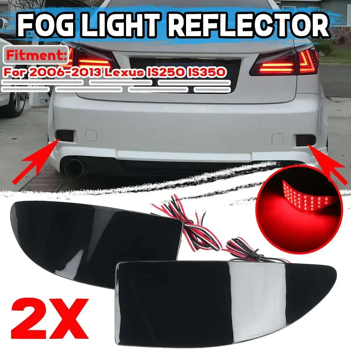 1 Pair Smoked Car LED Tail Rear Bumper Reflector Light LED Fog Lamp LED Reflectors For Lexus IS250 IS350 2006-2013 Body Kit