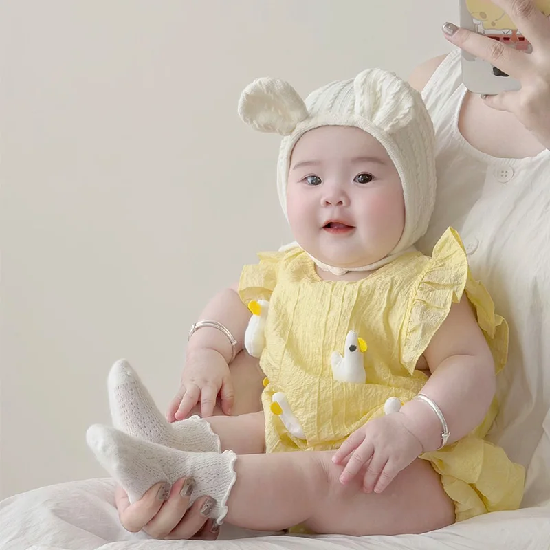 

Baby Girl's Princ Sle Rer Suit Bot Covering Clothes One Year Celebration Clothes Polyester Fiber Summer Newborn Ou...