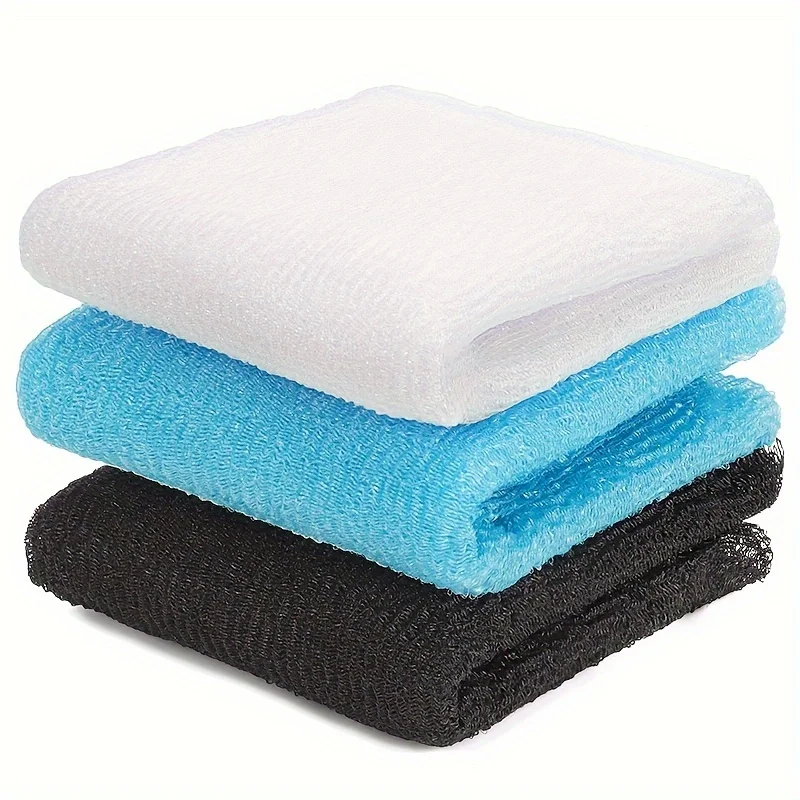 (3-Pack ) Exfoliating Sponge Loofah Exfoliating Washcloth Towel African Net Sponge Japanese Washcloth Exfoliating Body for Body
