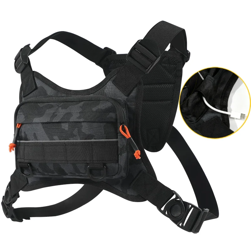 

Running Chest Pack Vest Men Women Lightweight with Phone Holder Adjustable Strap Reflective Chest Bag for Workouts Cycling Hike