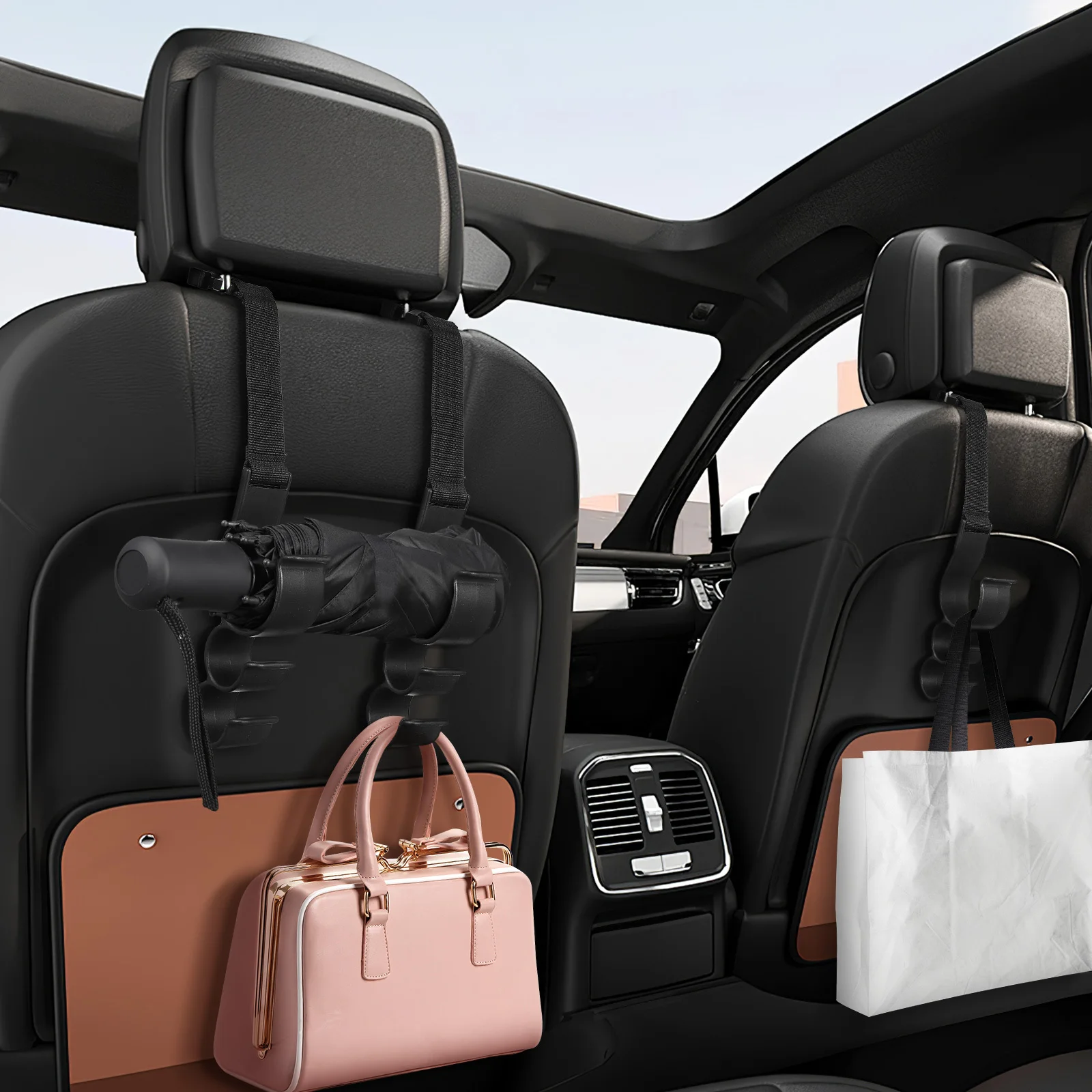 

2Pcs Seat Headrest Hooks Car Backseat Hanging Rack Storage Organizer Purse Key Holder Hook Seat Headrest Hooks