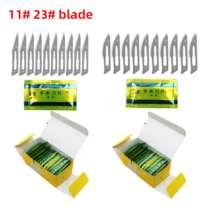 100pcs #11#23 Carbon Steel Scalpel Blade Blades Stainless Steel Engraving Knife Blades Metal Wood Knife Blade Individual Package