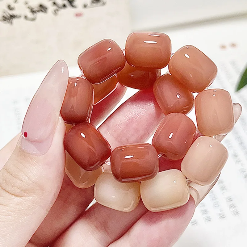 Pink Gradient Small Rice Cakes Bodhi Bracelet Student Pliable Temperament High Throw Bodhi Seed Buddha Beads Rosary Crafts