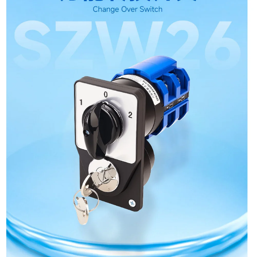 SZW26 63/D202.2YS 3 Position Rotary Changeover Switch 2 Section with Electronic Lock AC440V 660V Withstand Voltage