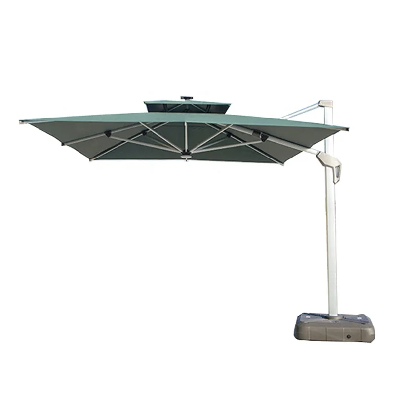 

Modern Outdoor Patio Garden Hotel Cafe Hydraulic Operation Solar LED Light Umbrella Parasol