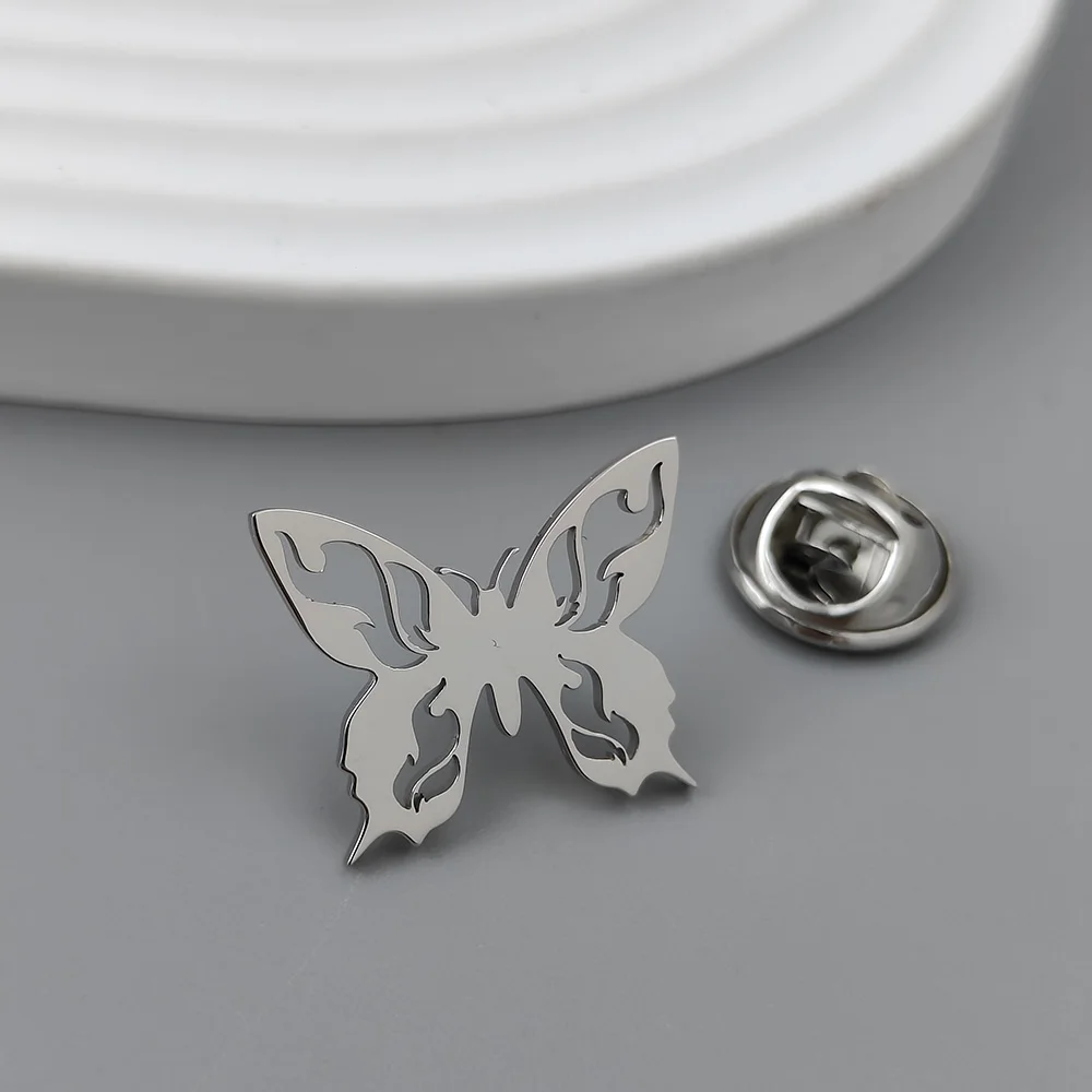 Creative butterfly gold-plated badge, men's collar brooch black, silver lapel pin, suit accessories set, branded men's gift