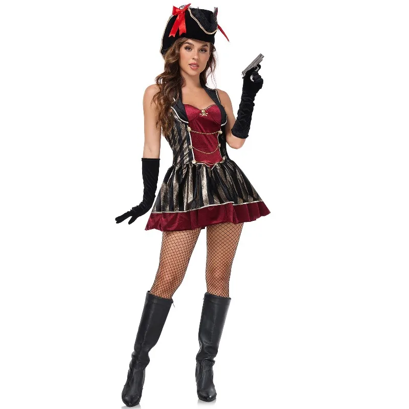 Disfraz de pirata Sexy para mujer, vestido de Halloween Jack Sparrow, traje de fiesta de capitán caribeño, uniforme de juego de rol de sirvienta Steampunk gótico
