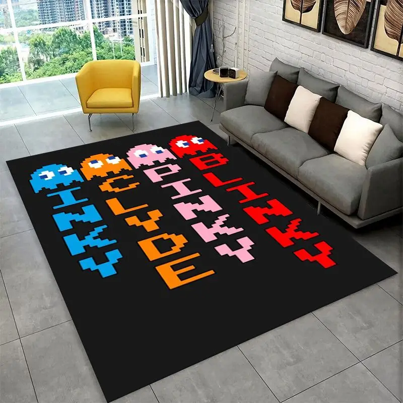 Retro P-Pacman Game Non-Slip Area Rug for Living Room,Bedroom,Playroom,Soft Carpet Floor Mat Home Decor Rug Kids Room Gift