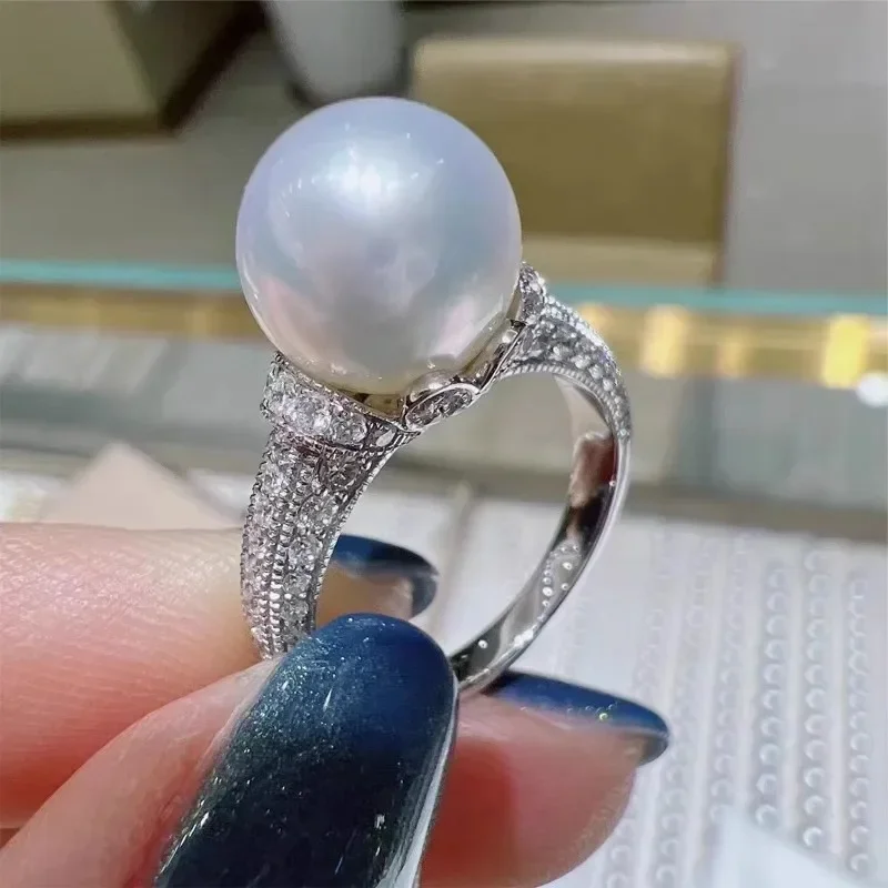 Luxus Prinzessin 925 Sterling Silber Perle Ringe Frauen, Verlobung, Hochzeit Party Weibliche Micro Inlay Finger Ring Ewigkeit Schmuck