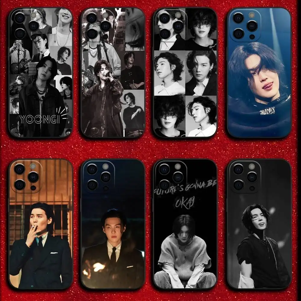 

Rapper A-Agust D M-Min Yoongi Phone Case For iPhone 16,15,14,13,12,11,Pro,XS,Max,XR,Plus,E,SE4,Mini Shockproof Black Cover
